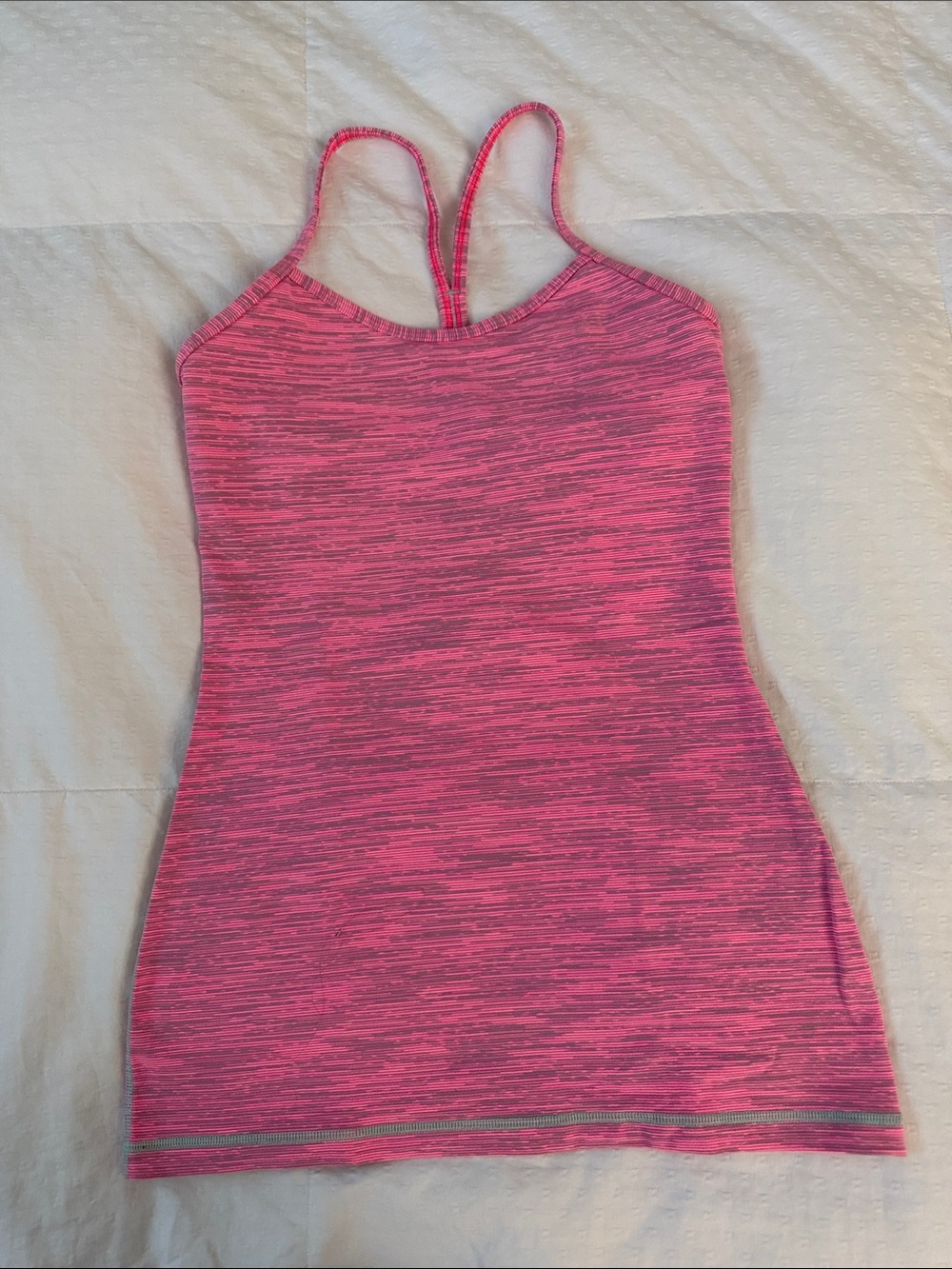 Lululemon Power Y Tank *Luon Heathered Pink Space Dye Striated Size 4